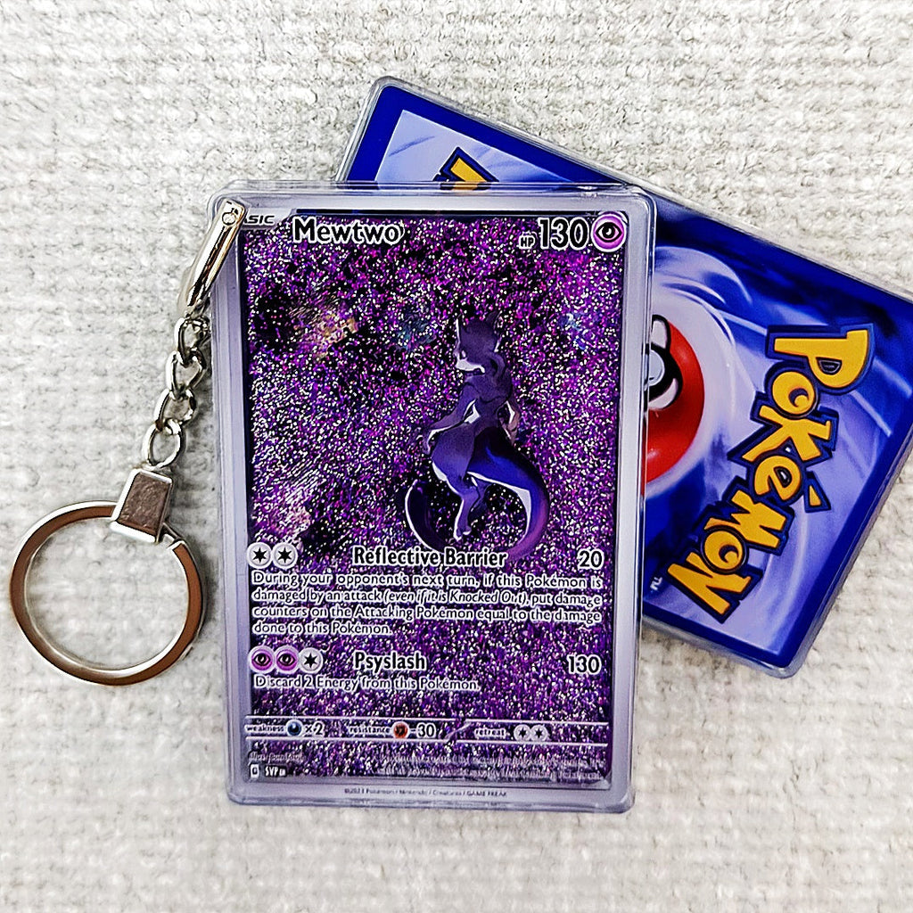 Mewtwo Card Quicksand Keychain