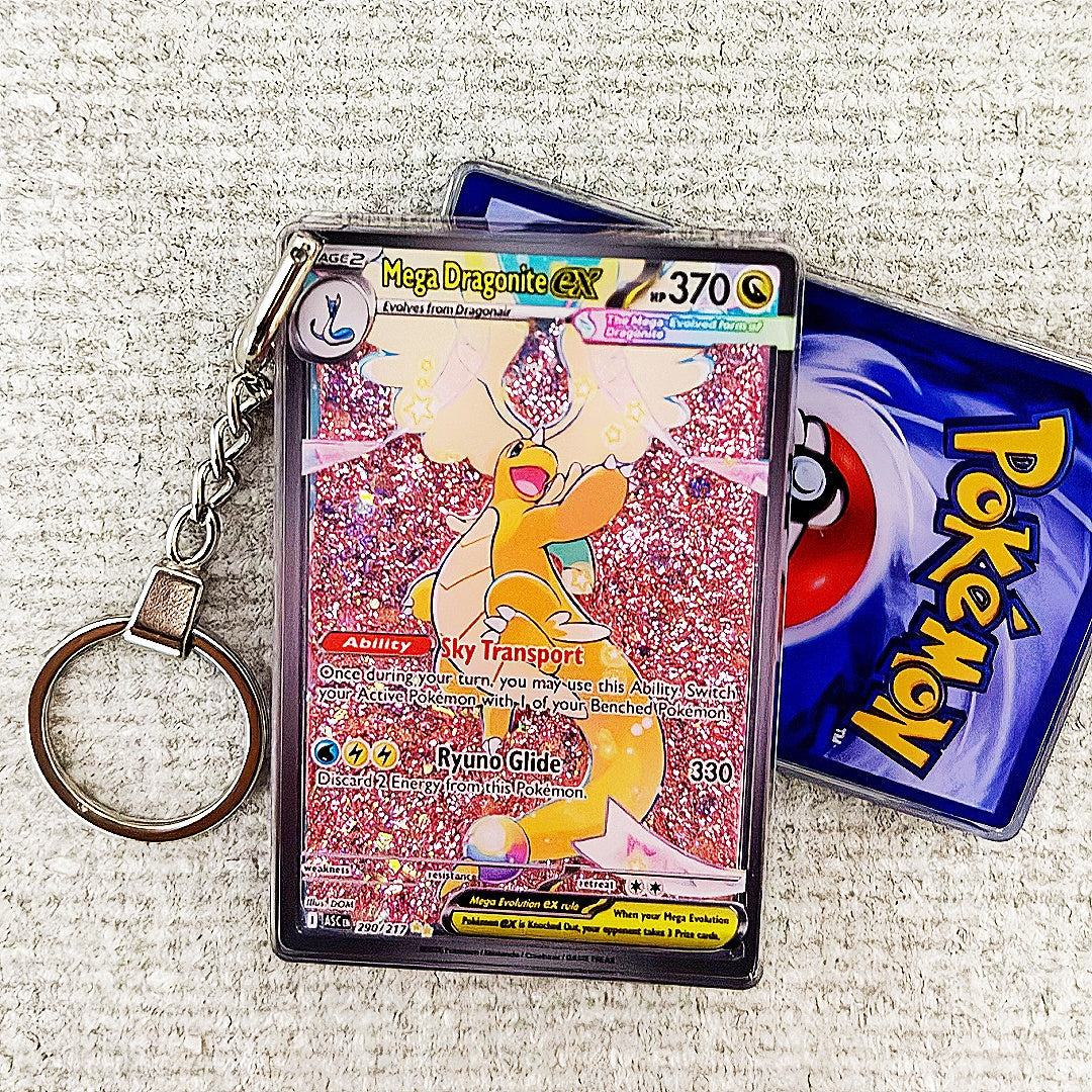 Mega Dragonite EX Card Quicksand Keychain