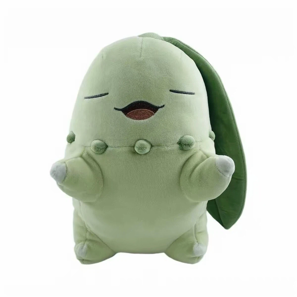 Sleeping Chikorita Plush Doll, Pokemon Soft Stuffed Toy, Cute Sleep Pose Anime Collectible Plush