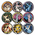 Pokemon Badge Button Magnets, 9‑Pack, Pikachu Eevee Gengar, Anime Collectible Refrigerator Magnets, Cartoon Decor Accessories
