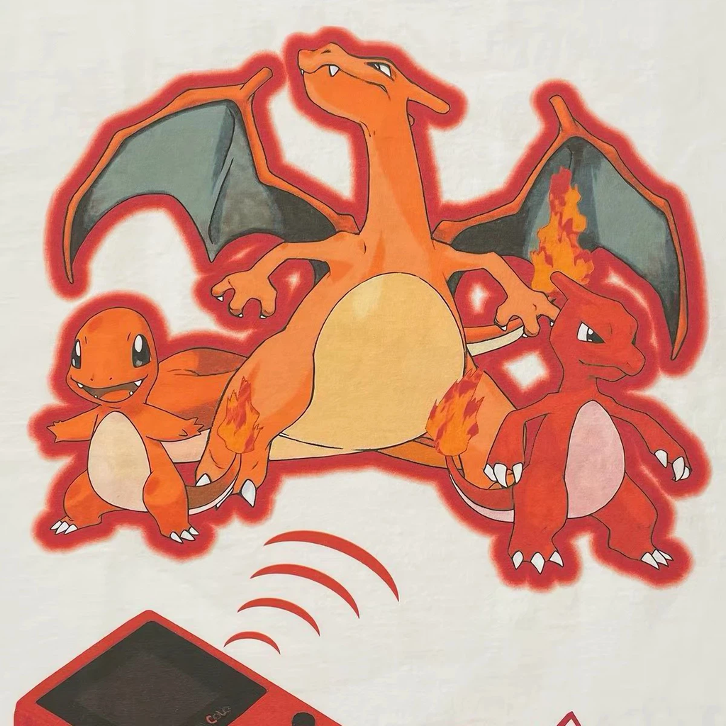 Vintage Fire Creature Evolution Game Boy Graphic T‑Shirt, Retro Anime Unisex Oversized Tee