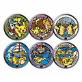 Pokemon Badge Button Magnets, 6‑Pack, Pikachu Eevee Gengar, Anime Collectible Refrigerator Magnets, Cartoon Decor Accessories