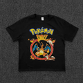 Vintage Fire‑Themed Creatures Graphic Tee, 90s Retro Game Inspired Unisex Oversized Heavyweight Cotton T‑Shirt