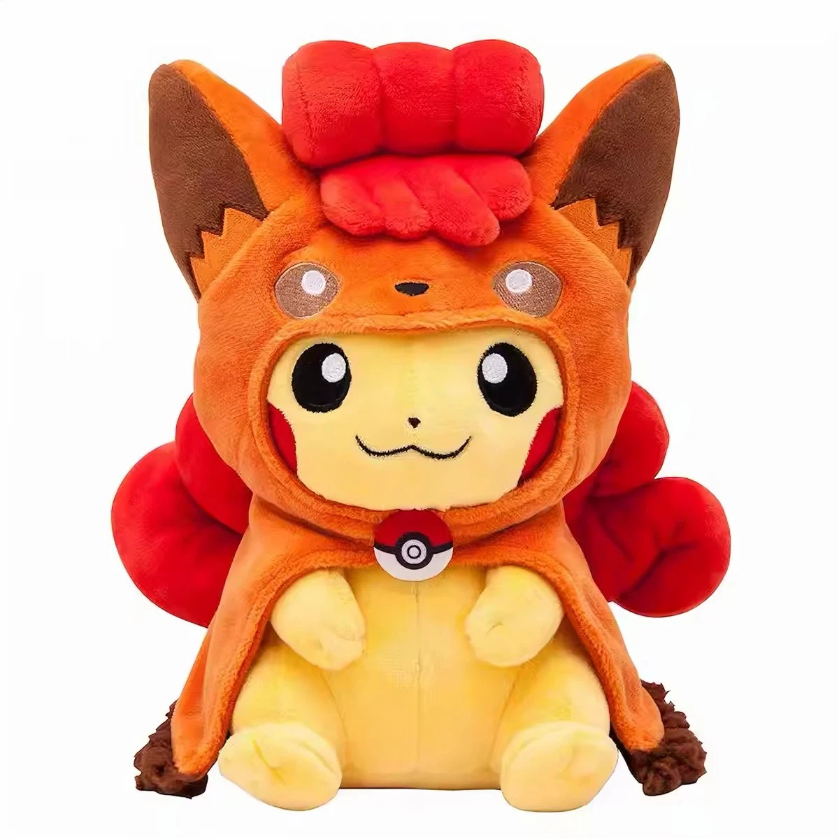 Cute Cosplay Pikachu Plush Toy, Soft Stuffed Animal Doll with Fox‑Style Cape Outfit, Collectible Anime Plush for Collection & Holiday Gift