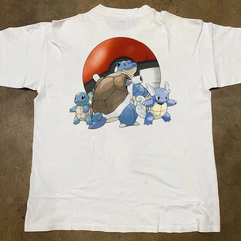Vintage Turtle‑Creature Evolution Graphic T‑Shirt, 90s Retro Game Inspired Unisex Oversized Heavyweight Cotton Tee, Front & Back Print