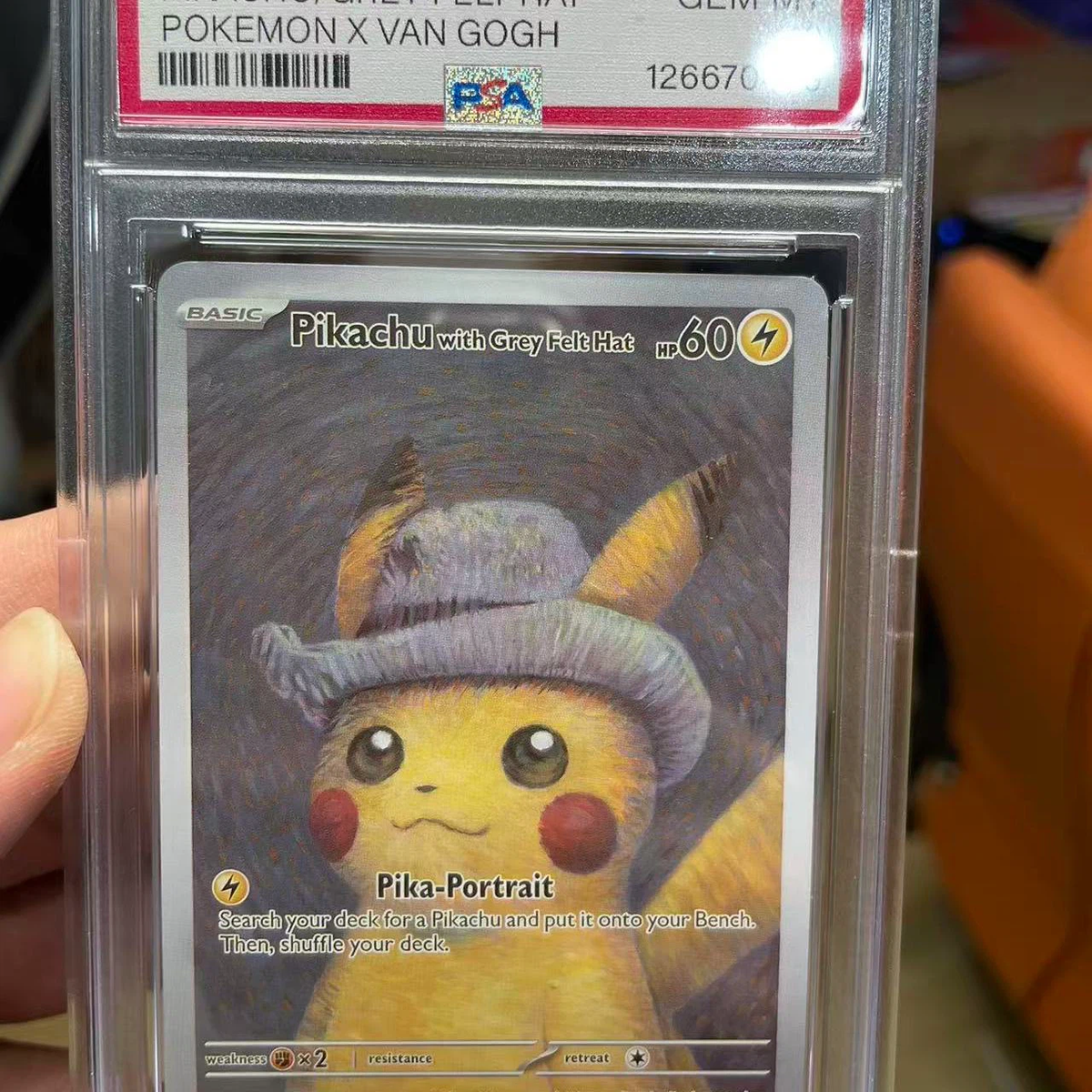 Van Gogh Pikachu Grey Felt Hat PSA10
