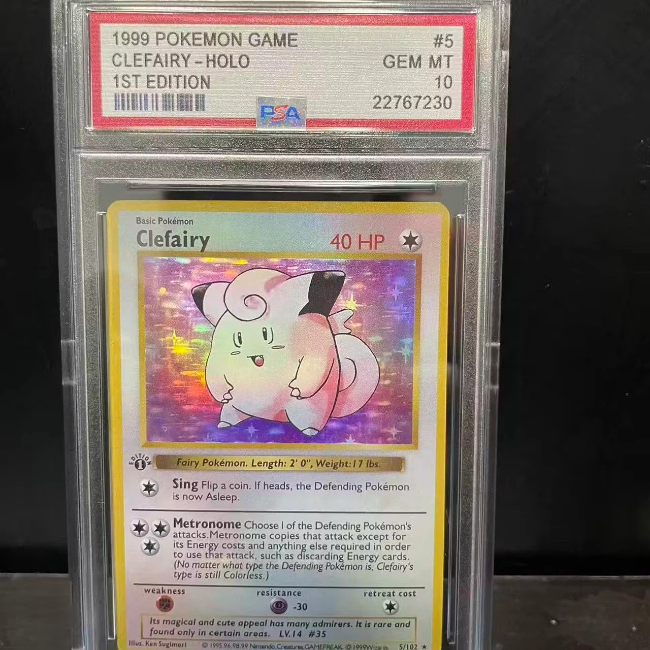 1999 Pokemon Base Set 1st Edition Clefairy‑Holo #5/102 PSA 10 Gem Mint Vintage Holo TCG Card