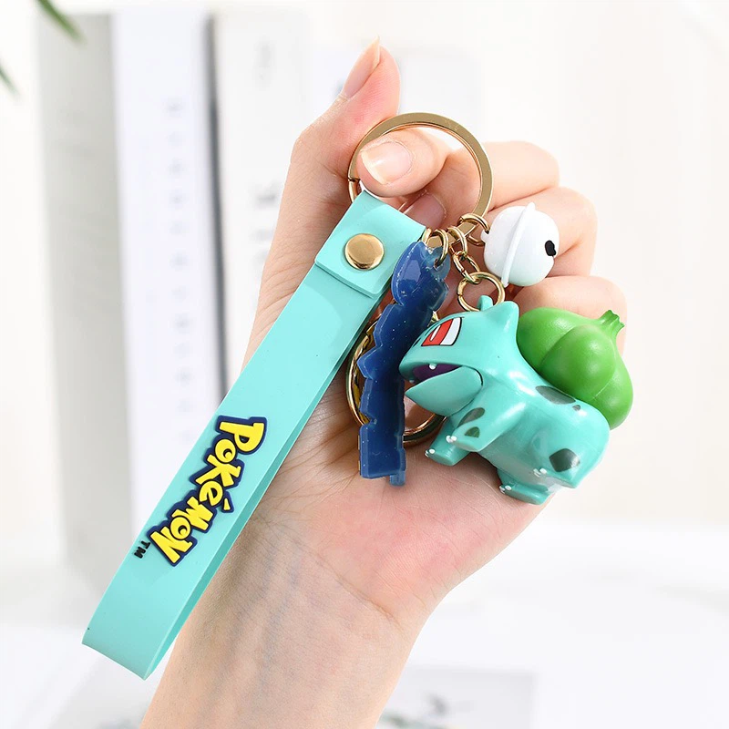 Cute 3D Figurine Keychain Wrist Strap Bell