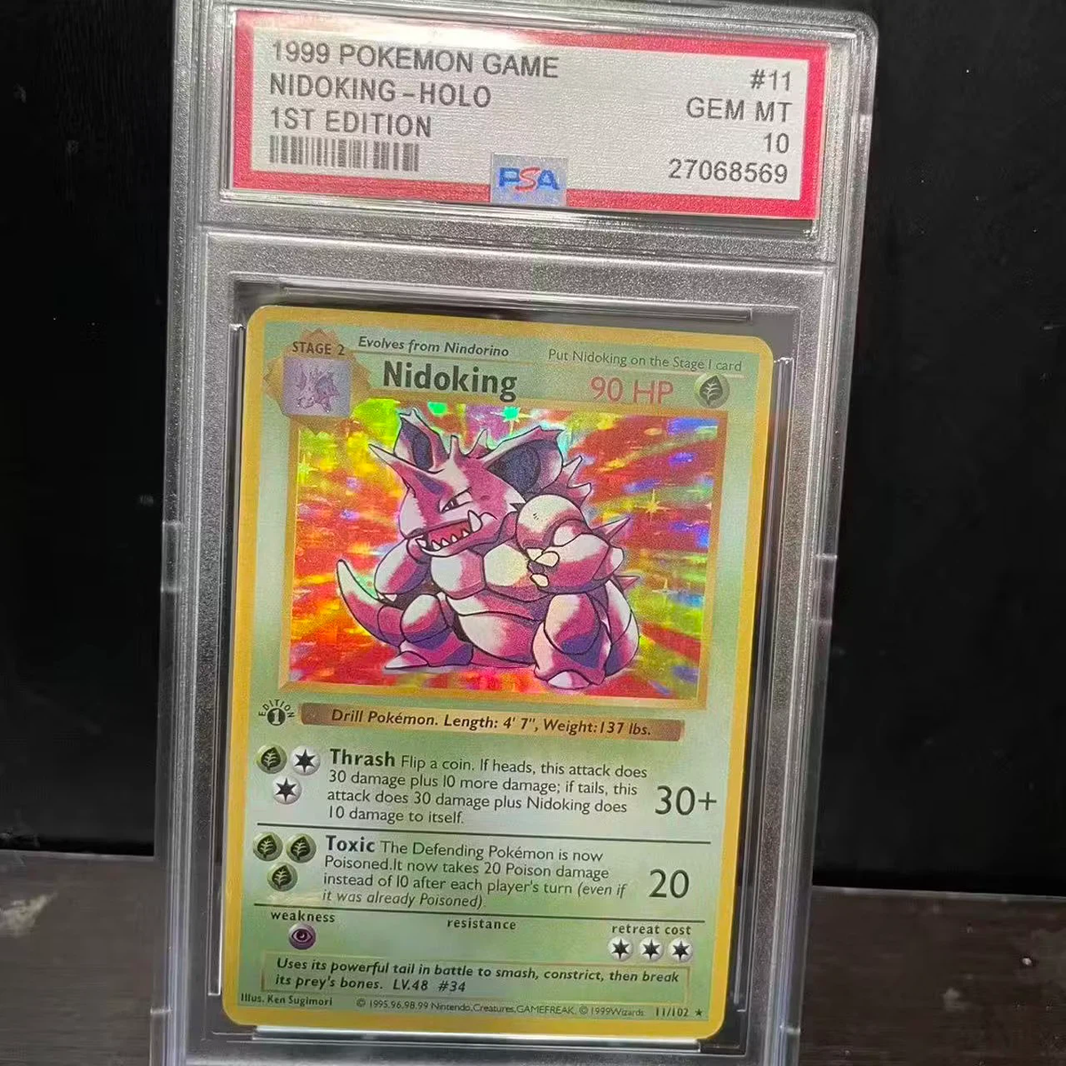 1999 Pokemon Base Set 1st Edition Nidoking‑Holo #11/102 PSA 10 Gem Mint Vintage Holo Card