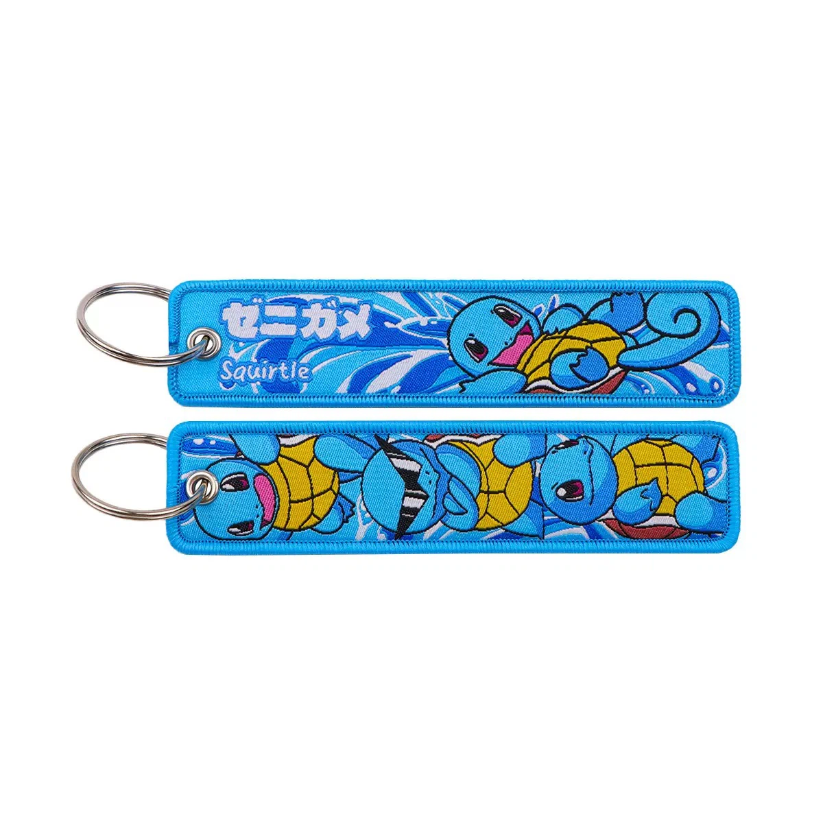 Squirtle Pokémon Embroidered Key Tag, Double‑Sided Woven Keychain Jet Tag with Metal Key Ring ****