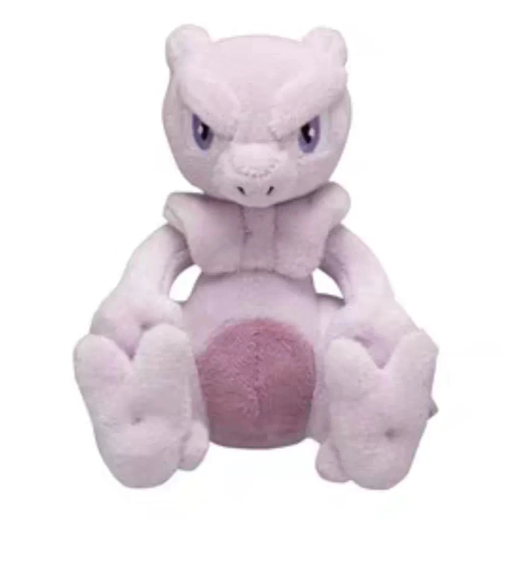 Light Lavender Human‑Like Creature Sitting Plush Doll, Stuffed Toy with Stern Purple Eyes, Chest Collar‑Shaped Details and Darker Belly Patch, Soft Collectible Plush for Display & Gift