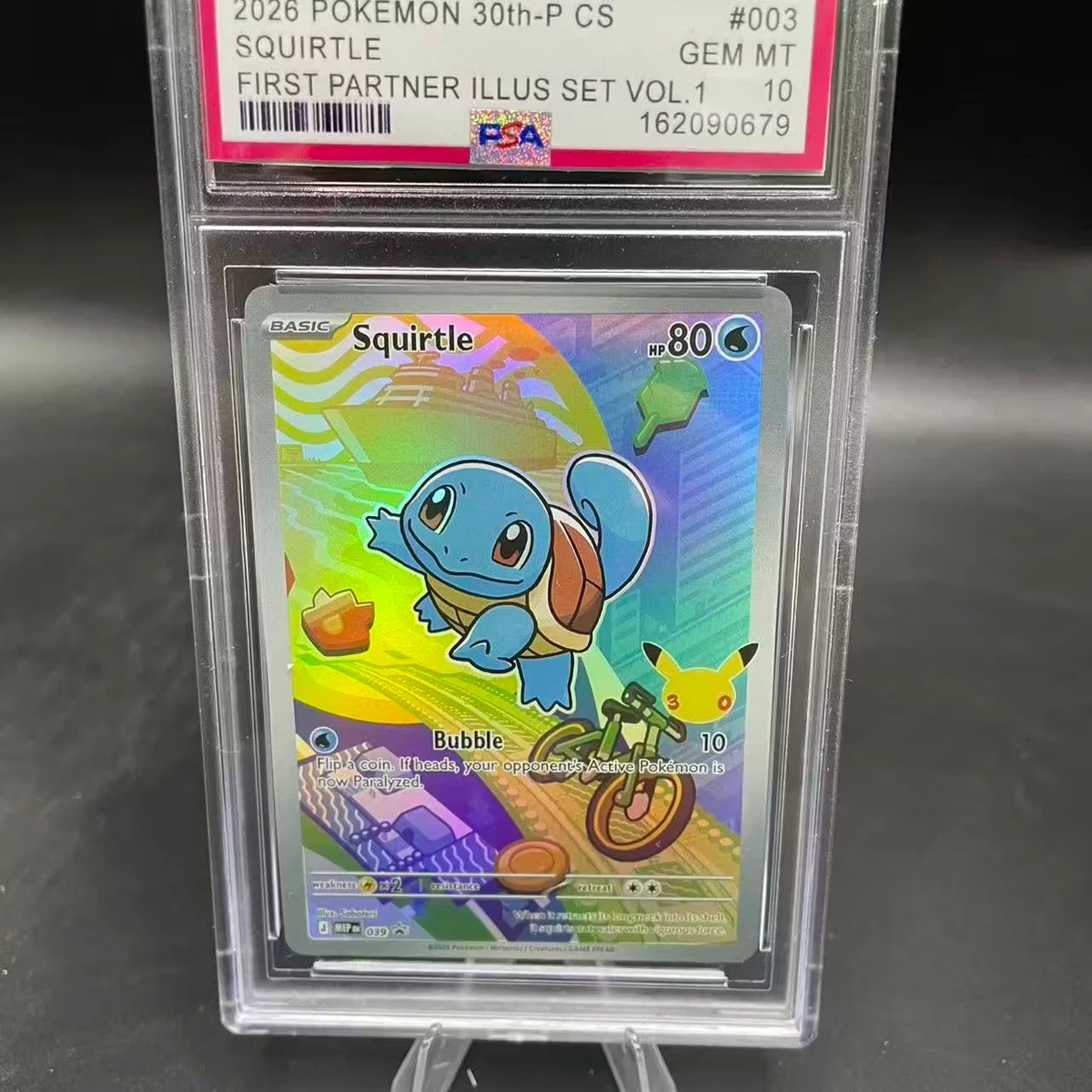 2026 Pokemon 30th‑P CS Squirtle #003 First Partner Illustration Set Vol.1 PSA 10 Gem Mint Full Art Holo Slab