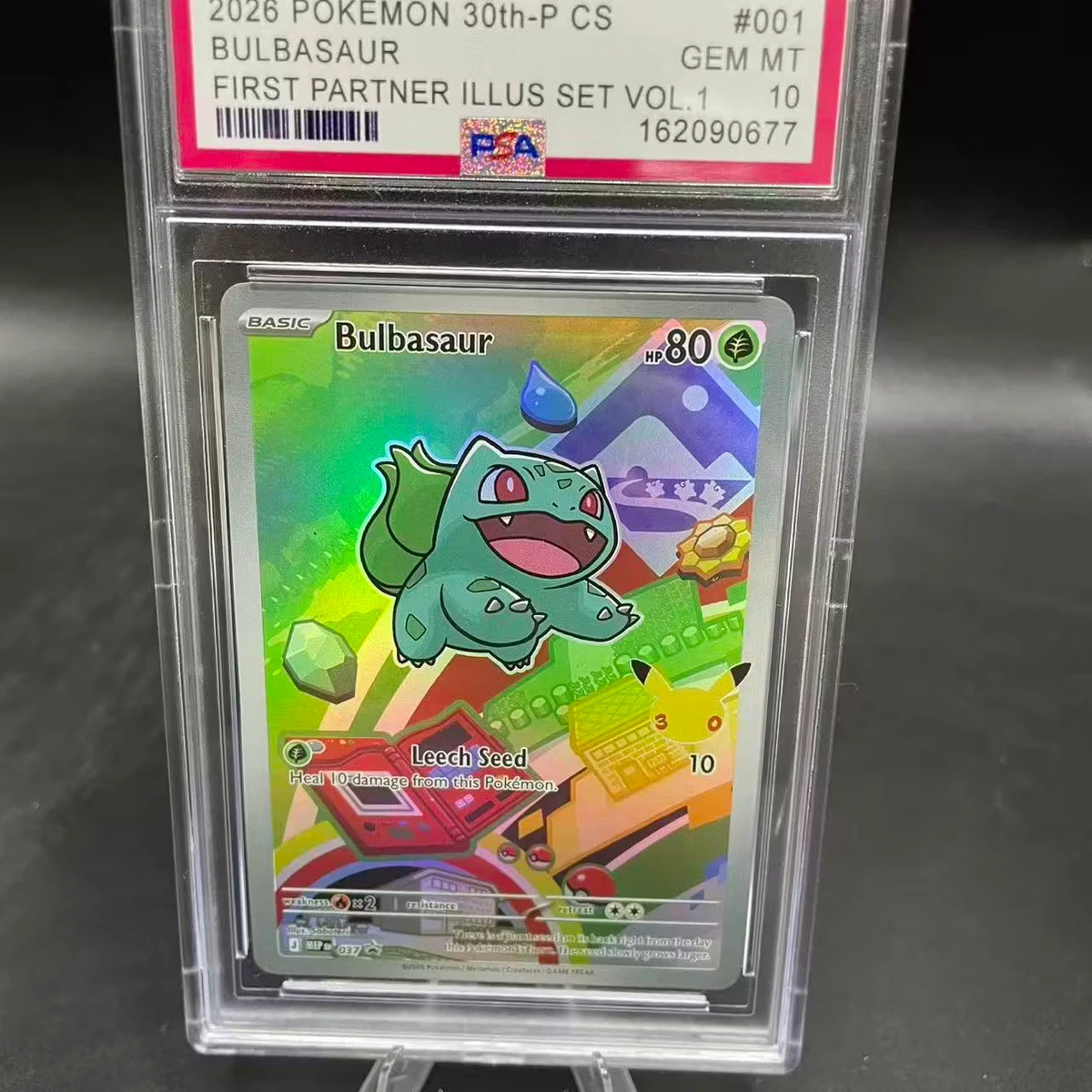 2026 Pokemon 30th‑P CS Bulbasaur #001 First Partner Illustration Set Vol.1 PSA 10 Gem Mint Full Art Holo Slab