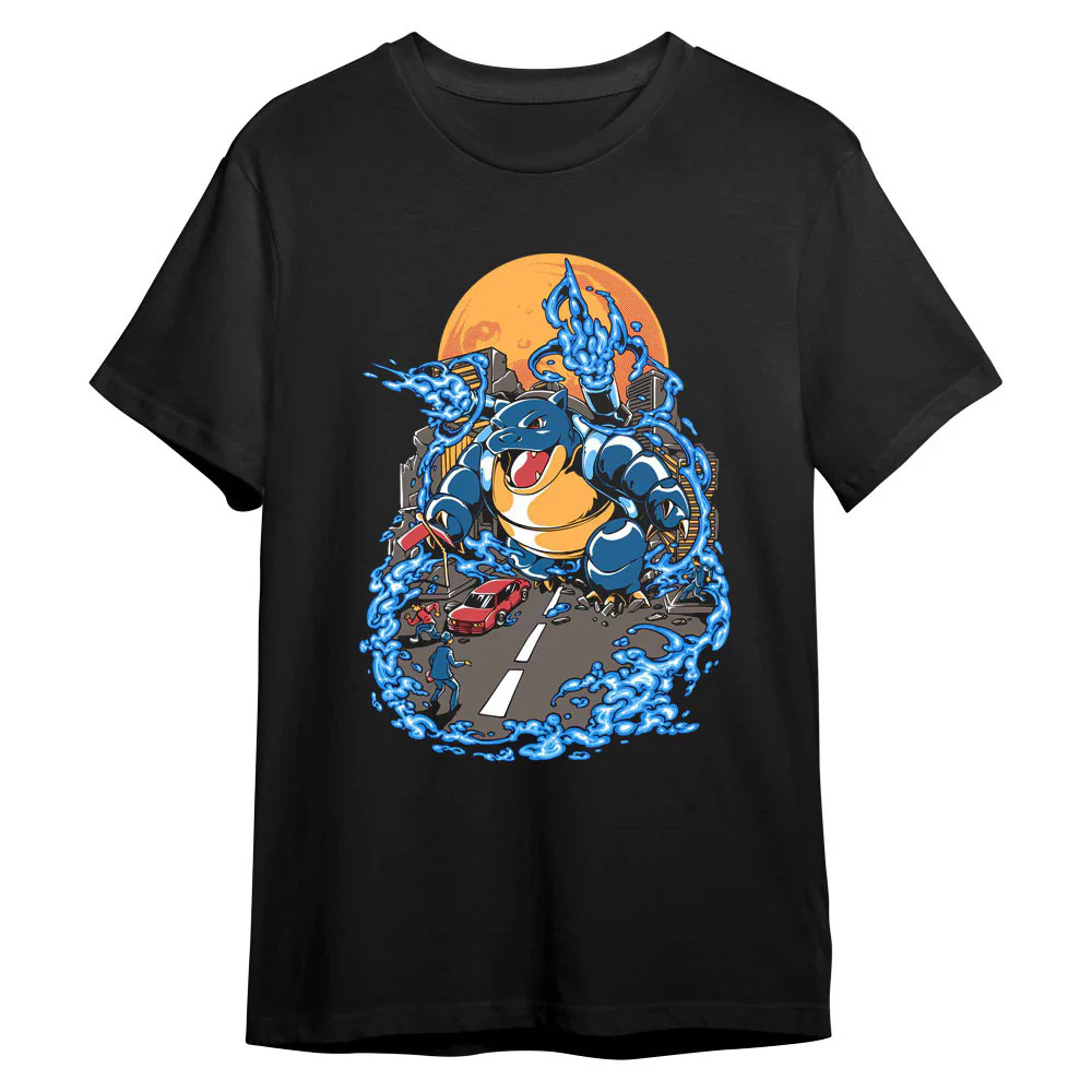 Giant Blue Creature City Scene Graphic Tee