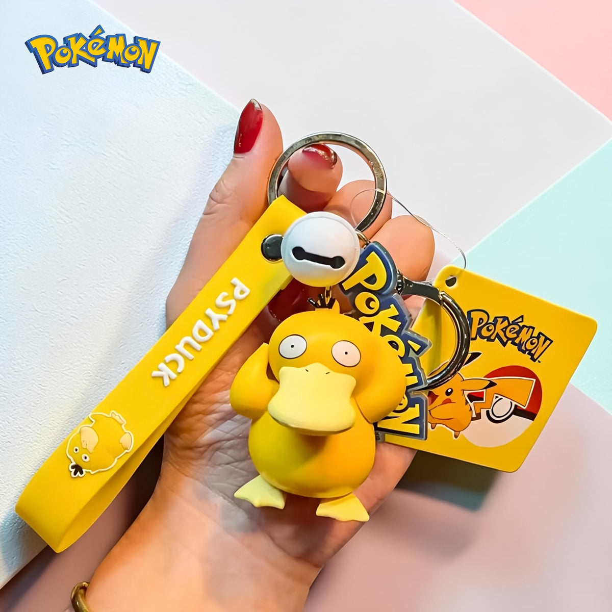 Pokemon 3D Figural Keychain With Printed Strap | Psyduck