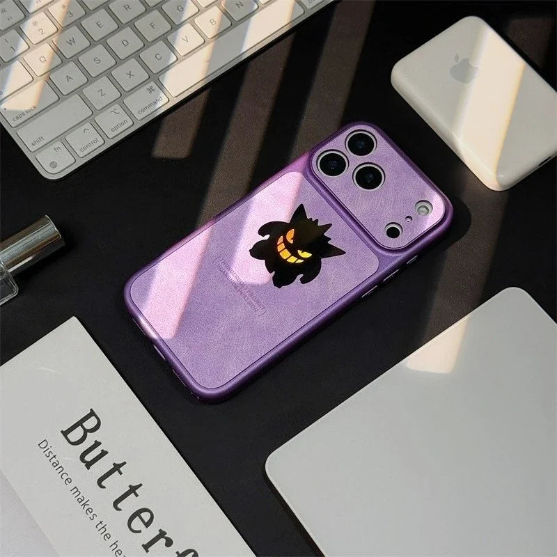 Anime Cartoon Gengar Laser Leather Texture Phone Case For iPhone