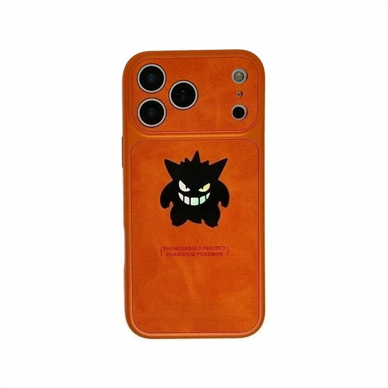 Anime Cartoon Gengar Laser Leather Texture Phone Case For iPhone