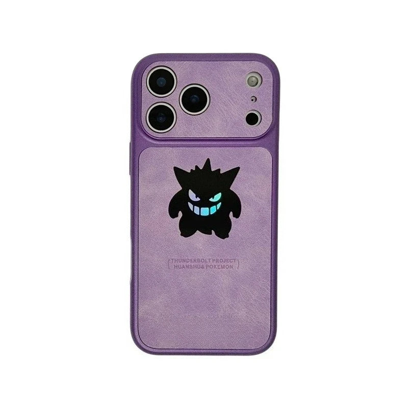 Anime Cartoon Gengar Laser Leather Texture Phone Case For iPhone