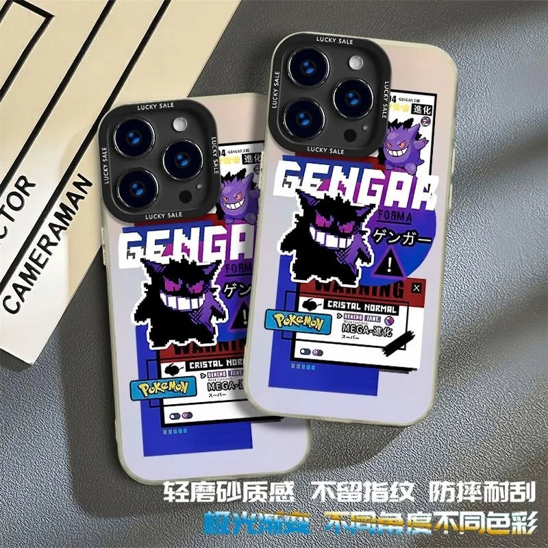 Classic Game Pixel Gengar Pokemons Phone Case For iPhone
