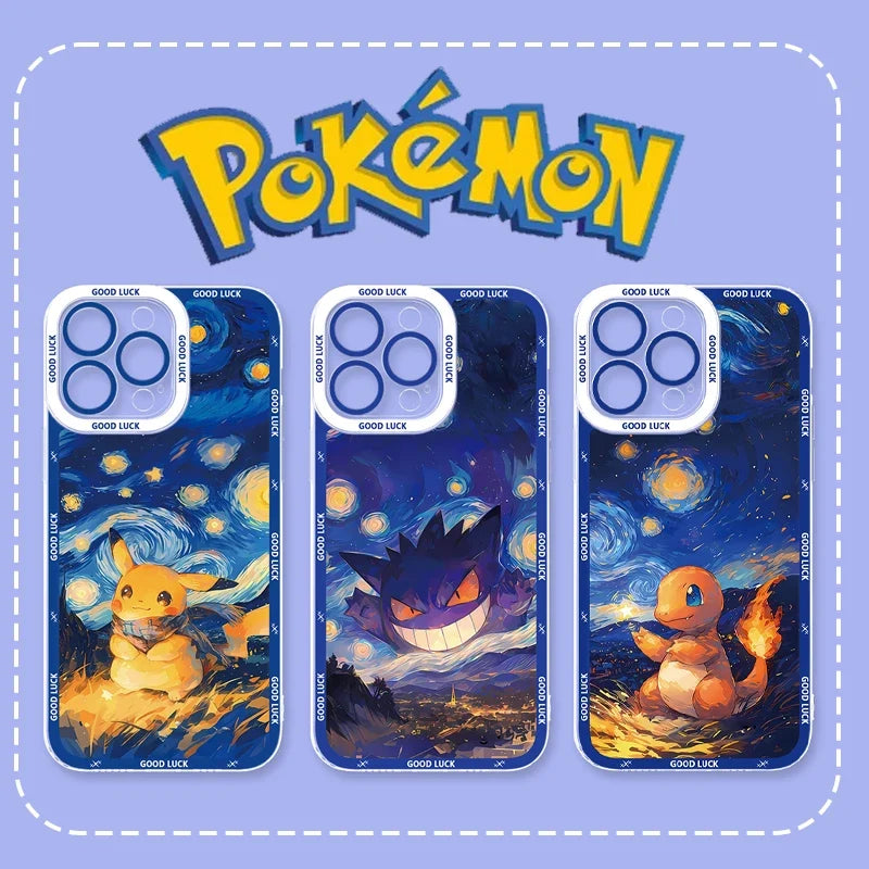 Pokémon Starry Sky Oil Painting Phone Case For iPhone