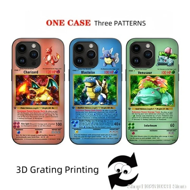 3D Grating Card Pokemon Phone Case For iPhone