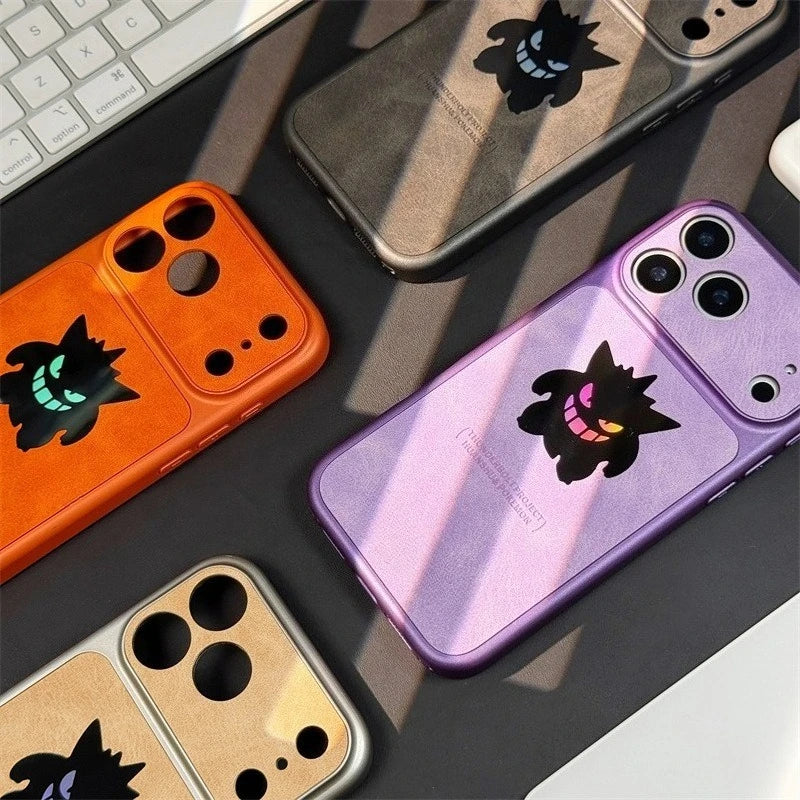 Anime Cartoon Gengar Laser Leather Texture Phone Case For iPhone