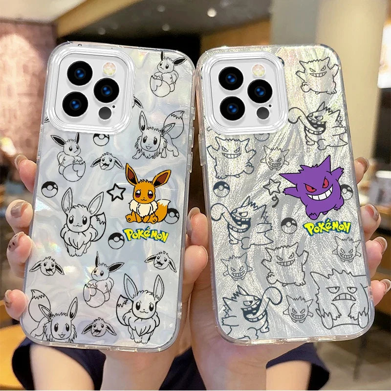 New Pokemon Gengar Cartoon Gradient Phone Case For iPhone